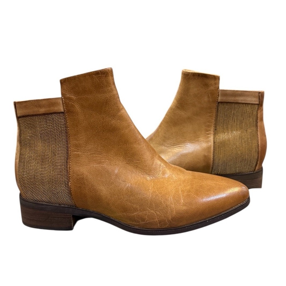 Antelope Carson‎ Bootie Size 37 US 6-7 Taupe Brown Metallic Insert Distressed